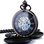 ManChDa Mechanical Roman Numerals Dial Skeleton Pocket Watches