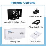 Desk Shelf Clocks - 5'' Curved LED Display, LED Alarm Clock with 6 Brightness, 3 Alarm Sounds