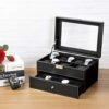 Watch Box Mens Lockable Organizer Black Display Case