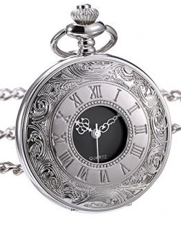 Quartz Pocket Watch with Roman Numerals Scale and Chain Belt