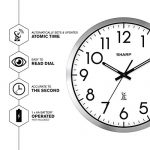 Sharp Atomic Analog Wall Clock - 12" Silver Brushed Finish