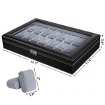 24 Watch Box Large Watch Case Glass Top Black