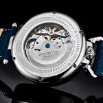 Stuhrling Orignal Mens Skeleton Watch Blue Leather Luxury Dress Watch