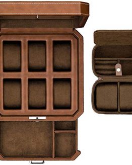 Leather Watch Box with Valet Drawer