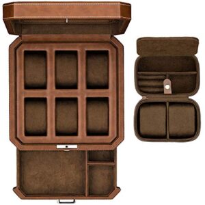 Leather Watch Box with Valet Drawer