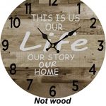 Round Wall Clock Rustic Decoration Retro Design Quartz