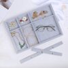 Stylifing Grey Velvet 12 Grid Jewelry Tray Showcase