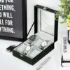 Leather Case Watch Box Wooden Storage Organizer