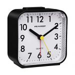 Black Analog Travel Alarm Clock Silent No Ticking