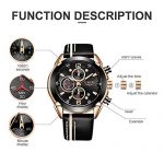 Chronograph Waterproof Analog Quartz Watch with Black Leather