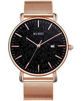 BUREI Men's Fashion Minimalist Wrist Watch Analog Date