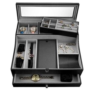 Valet Tray for Men Sleek Dresser Faux Leather