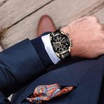 Chronograph Waterproof Analog Quartz Watch with Black Leather