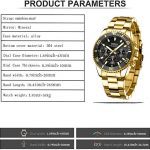Mens Watches Chronograph Black Gold Stainless Steel Waterproof