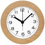 Round Wooden Alarm Clock with Arabic Numerals