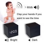 T&F Digital Alarm Clock Wooden LED Light Multifunctional