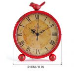Table Clock Konigswerk Table Clocks, Retro Tabletop 8 Inches Metal Desk Battery Operated with Bird