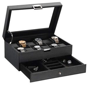 BEWISHOME Watch Box Organizer with Valet Drawer