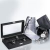 Mantello Watch Box Glass Lid Window on Carbon Fiber Case