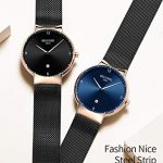 Ultra-Thin Men's Quartz Watch with Black Mesh Band – Sleek Blue & Black Dial Minimalist Design