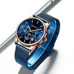Blue Mesh Stainless Steel Waterproof Wrist Watch TIMEWHEEL