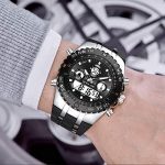 Golden Hour Luxurious Navy Sports Men's Watch: Waterproof, Stopwatch, Alarm, and Luminous Digital Analog Wristwatch