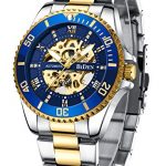 Mens Watches Mechanical Automatic Self-Winding Stainless Steel Skeleton