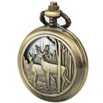 vSIBOSUN Pocket Watch with Chain Deer Reindeer Woodland