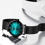 Ultra Thin Wrist Watch Black Green Dress