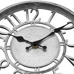 Silver Contour Wall Clock 12 inch Silent Non-Ticking Round Quartz