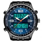 Digital Date Week Sports Outdoor Steel Blue Dial Watch