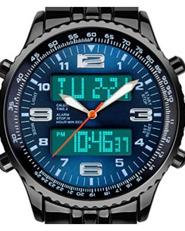 Digital Date Week Sports Outdoor Steel Blue Dial Watch