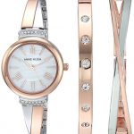 Rose Gold-Tone and Silver-Tone Bangle Watch and Bracelet Set Anne Klein