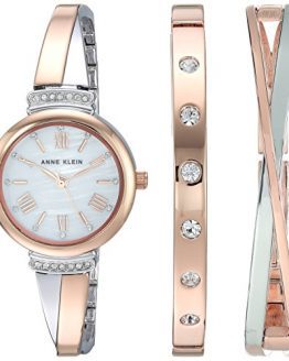 Rose Gold-Tone and Silver-Tone Bangle Watch and Bracelet Set Anne Klein