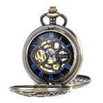 Pocket Watch Antique Dragon Mechanical Skeleton SIBOSUN Double Cover