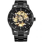 Skeleton Silver Golden Dial Tachymeter Automatic Mechanical Wristwatch