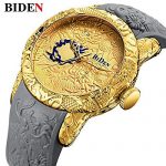 Dragon Watches for Men 3D Engraved Big Face Gold Watches