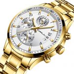 CRRJU Mens Watches Fashion Business 3-Sub Dial Full Steel