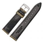 Leather Watch Strap with Silver Stainless Steel Buckle 20mm