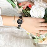 Rose Gold Black Mesh Strap Ladies Dress Wristwatch