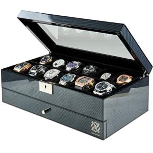 Watch Box Organizer with Glass Display and Lock