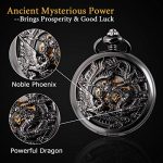 SIBOSUN Mechanical Pocket Watches Mens, Lucky Phoenix and Dragon