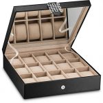 Glenor Co Watch Box – 15 Slot Classic Black Watch Case Organizer with Modern Buckle