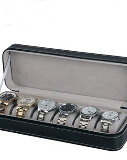 Homeater 6 Slot Watch Box Portable Travel Zipper Case
