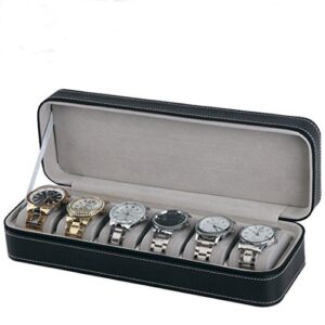 Homeater 6 Slot Watch Box Portable Travel Zipper Case