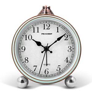 Peakeep 4" Battery Operated Antique Retro Analog Alarm Clock