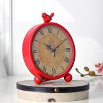 Table Clock Konigswerk Table Clocks, Retro Tabletop 8 Inches Metal Desk Battery Operated with Bird