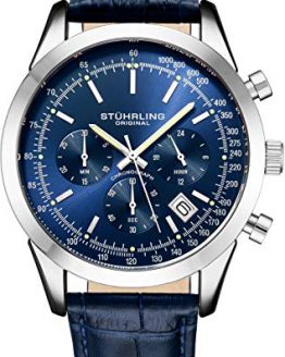 Original Mens Watches Chronograph Analog Blue Watch Dial with Date