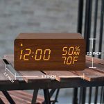 Wooden Digital Alarm Clock with Wireless Charging - Stylish Bedside Decor with 3 Alarms, LED Display, and Sound Control