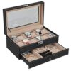 12-Slot Watch Box Display Case with Real Glass Top